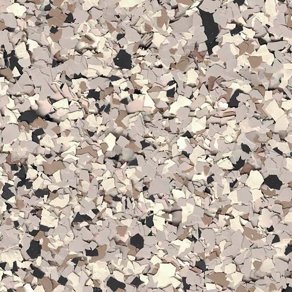 The image displays a close-up view of a beige, black, and grey speckled texture, likely from a flooring material or surface design. No landmarks visible.